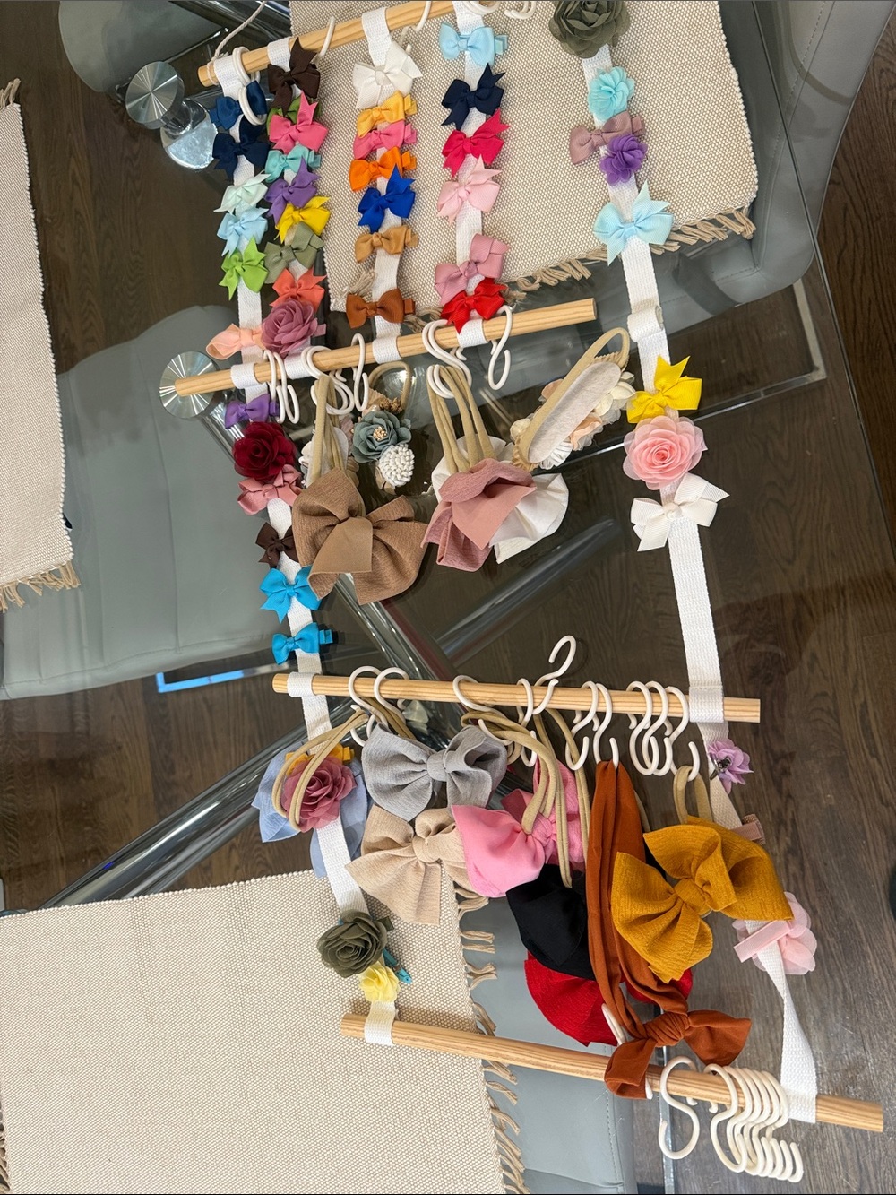 Colorful Baby Bow Headband and Clip Organizer with Assorted Bows